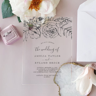 Invitations En Acrylique AMELIA Classic Bohème Floral Mariage