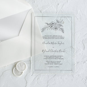 Invitations En Acrylique AMELIA Traditionnel Floral Moderne Mariage Vintage