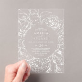 Invitations En Acrylique AMELIA White Elegant Mariage botanique floral (In situ (ordinateur de poche))