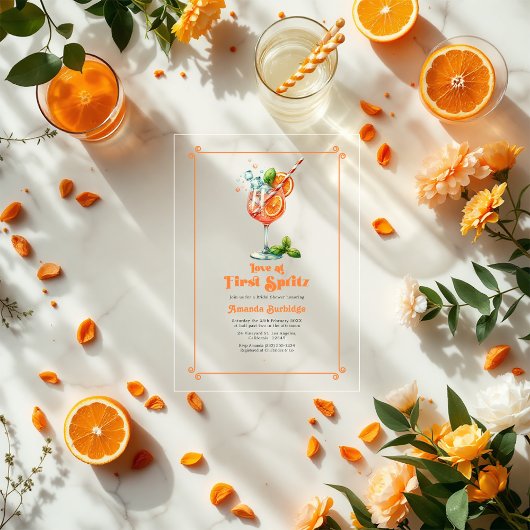 Invitations En Acrylique Amour à la Fête des mariées First Spritz