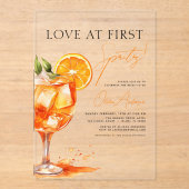 Invitations En Acrylique Amour à la Fête des mariées orange First Spritz (Recto)