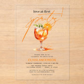 Invitations En Acrylique Amour à la Fête des mariées orange First Spritz (Recto)