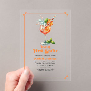 Invitations En Acrylique Amour au Premier Spritz : Fête de Mariage