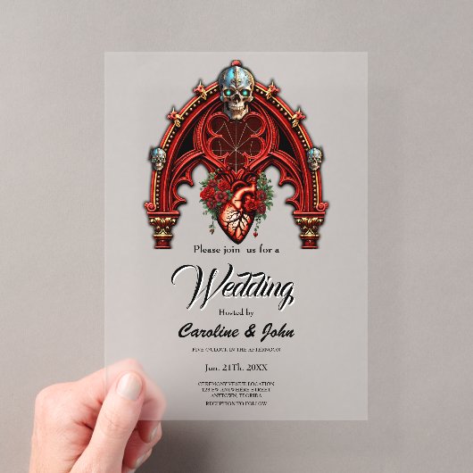 Invitations En Acrylique Amour éternel à l'ombre des roses. (In situ (ordinateur de poche))
