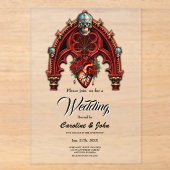 Invitations En Acrylique Amour éternel à l'ombre des roses. (Recto)