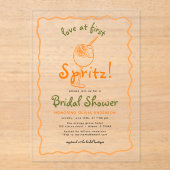 Invitations En Acrylique Amour Whimsical À First Spritz Funky Fête des mari (Recto)