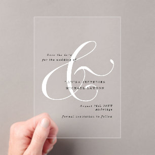Invitations En Acrylique Ampersand élégant mariage minimaliste Enregistrer 