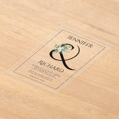 Invitations En Acrylique Ampersand, fleurs blanches et mariage eucalyptus (Poser)