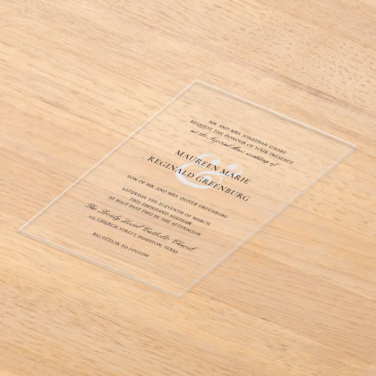Invitations En Acrylique Ampersand Formel Mariage Traditionnel Élégant (Poser)
