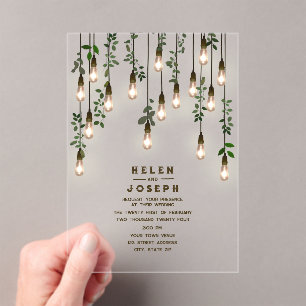 Invitations En Acrylique Ampoules Vintage Mariage à la Botanique