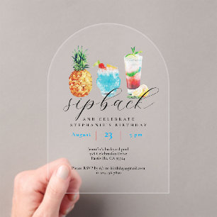 Invitations En Acrylique Amusants Aquarelle Fruit Cocktails Anniversaire Fê