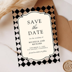 Invitations En Acrylique Ancien Argent à Carreaux Mariage Enregistrer la Da