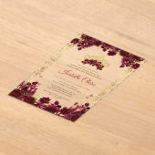 Invitations En Acrylique Ancienne Bourgogne Florale Arc Or Quinceanera (Poser)