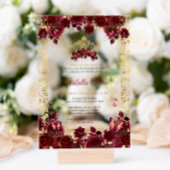 Invitations En Acrylique Ancienne Bourgogne Florale Arc Or Quinceanera