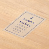 Invitations En Acrylique Ancre bleu marine  moderne Mariage de script (Poser)
