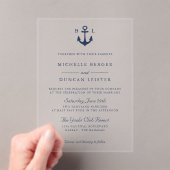 Invitations En Acrylique Ancre Bleue Classique MONOGRAM Mariage (In situ (ordinateur de poche))