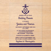 Invitations En Acrylique Ancre de monographie marine Wedding shower nautiqu (Recto)