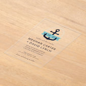 Invitations En Acrylique Ancre marine moderne Monogramme nautique Mariage I (Poser)