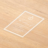 Invitations En Acrylique Ancre nautique Monogramme Cadre Mariage blanc (Poser)