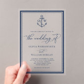 Invitations En Acrylique Ancre nautique Monogramme Cadre Marine Mariage (In situ (ordinateur de poche))