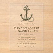 Invitations En Acrylique Ancre Vintage rustique Mariage nautique (Recto)