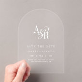 Invitations En Acrylique ANDREA Arc blanc Mariage moderne Enregistrer la da (In situ (ordinateur de poche))