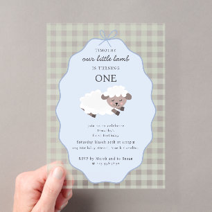 Invitations En Acrylique Animaux de la ferme aux moutons Garçons 1er annive