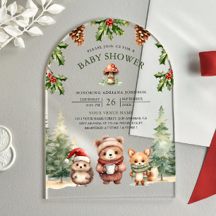 Invitations En Acrylique Animaux de la forêt hivernale Arche de Noël Baby S
