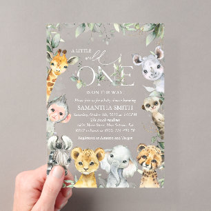 Invitations En Acrylique Animaux de la jungle, Safari, Sauvage, Baby Shower