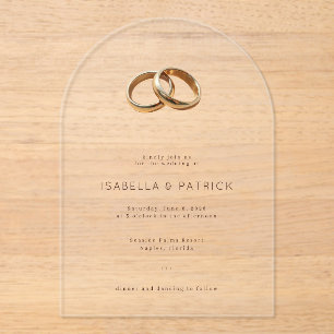 Invitations En Acrylique Anneaux de mariage crème élégants