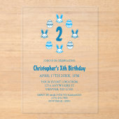 Invitations En Acrylique Anniversaire 2 ans de Pâques Bleu (Recto)