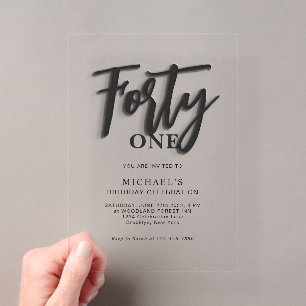 Invitations En Acrylique Anniversaire Adulte Quarante 40 ans Style Noir Élé