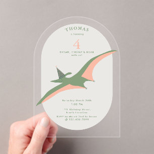 Invitations En Acrylique Anniversaire Animaux Boho Dinosaures Fête Préhisto