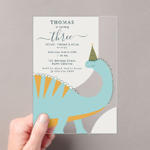 Invitations En Acrylique Anniversaire Animaux Fête Préhistorique Bohème Din