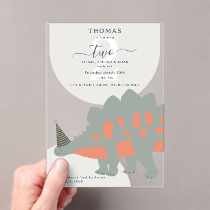Invitations En Acrylique Anniversaire Animaux Fête Préhistorique Bohème Din