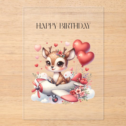 Invitations En Acrylique Anniversaire de Deer Pilot (Recto)