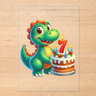Invitations En Acrylique Anniversaire de Dino 7 ans