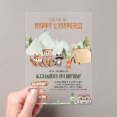 Invitations En Acrylique Anniversaire de enfant de camping moderne Woodland (In situ (ordinateur de poche))