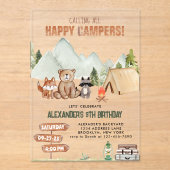 Invitations En Acrylique Anniversaire de enfant de camping moderne Woodland (Recto)