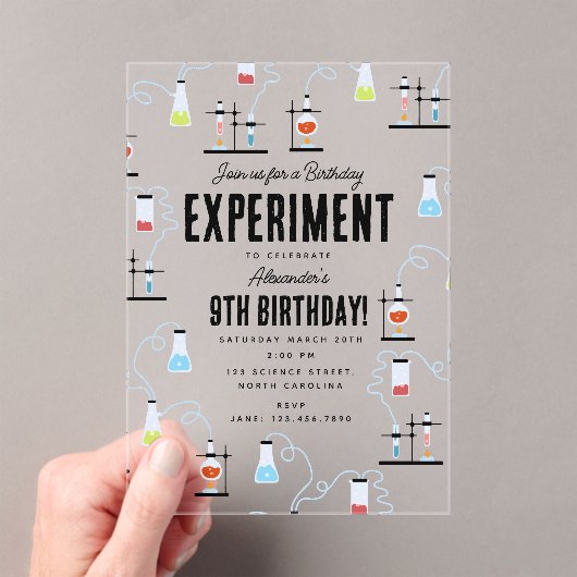 Invitations En Acrylique Anniversaire de enfant de l'expérience en chimie (In situ (ordinateur de poche))