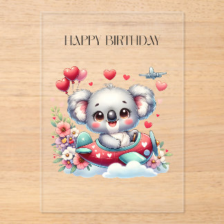 Invitations En Acrylique Anniversaire de Koala Pilote