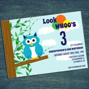 Invitations En Acrylique Anniversaire de la chouette