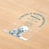 Invitations En Acrylique Anniversaire de l'ours polaire clair (Poser)