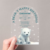 Invitations En Acrylique Anniversaire de l'ours polaire clair (In situ (ordinateur de poche))
