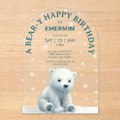 Invitations En Acrylique Anniversaire de l'ours polaire clair (Recto)