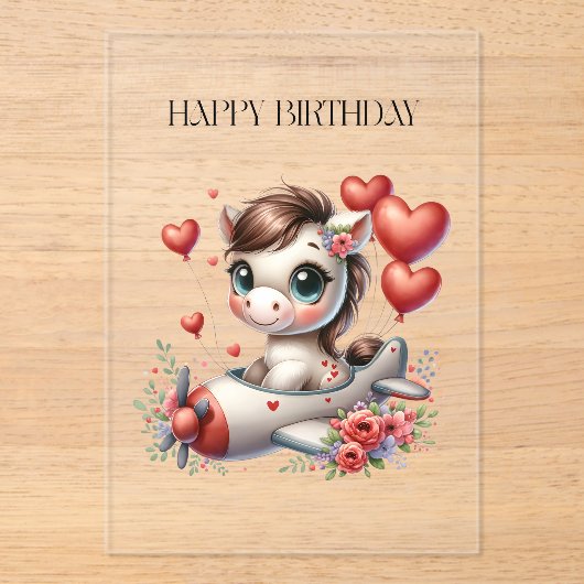 Invitations En Acrylique Anniversaire de Pony Pilot (Recto)
