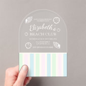 Invitations En Acrylique Anniversaire du Beach Club (In situ (ordinateur de poche))