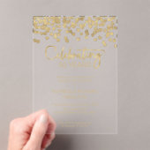 Invitations En Acrylique Anniversaire du Mariage Gold Confetti (In situ (ordinateur de poche))
