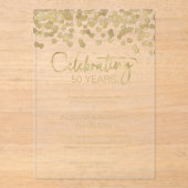 Invitations En Acrylique Anniversaire du Mariage Gold Confetti (Recto)