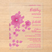 Invitations En Acrylique Anniversaire floral diamant sophistiqué (Recto)